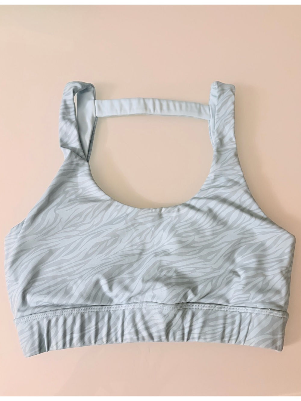 Barry’s Light Blue Zebra-Print Sports Bra Sz XS